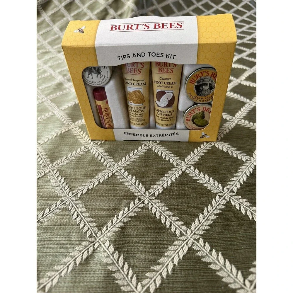Burt’s Bees Tips And Toes Kit NEW Hand Foot Cuticle Creams, Hand Salve, Lip Balm